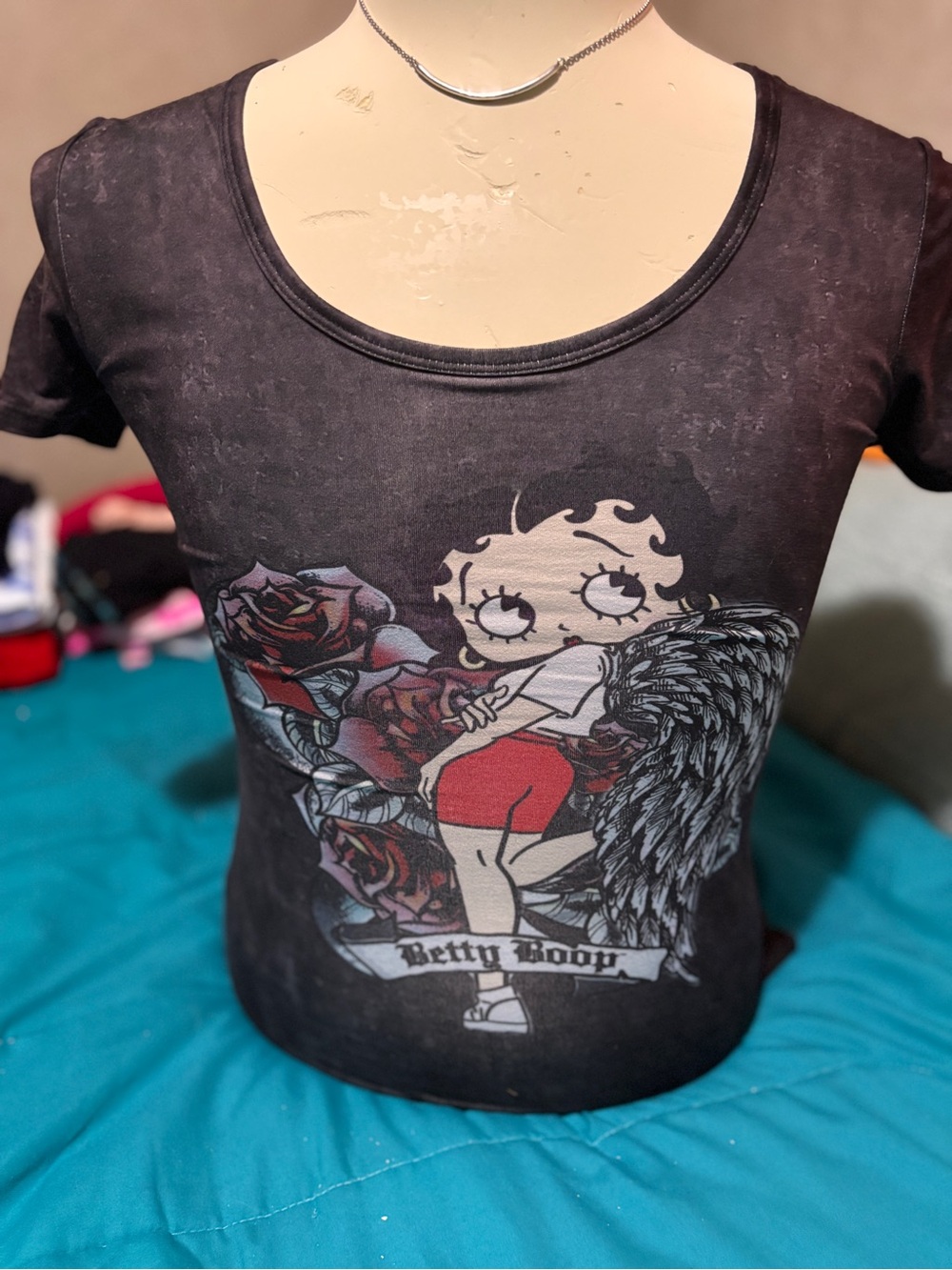 Betty Boop women’s ' Black Graphic mini dress with wings Accent size Medium